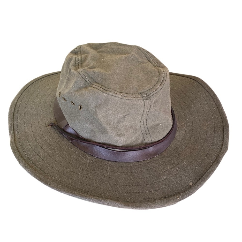 Vintage C.C. Filson Green Ranger Hat Size Small Bonded Leather Canvas